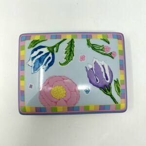Horchow Card Holder Divided Ceramic Box With Matching Playing 2 Decks